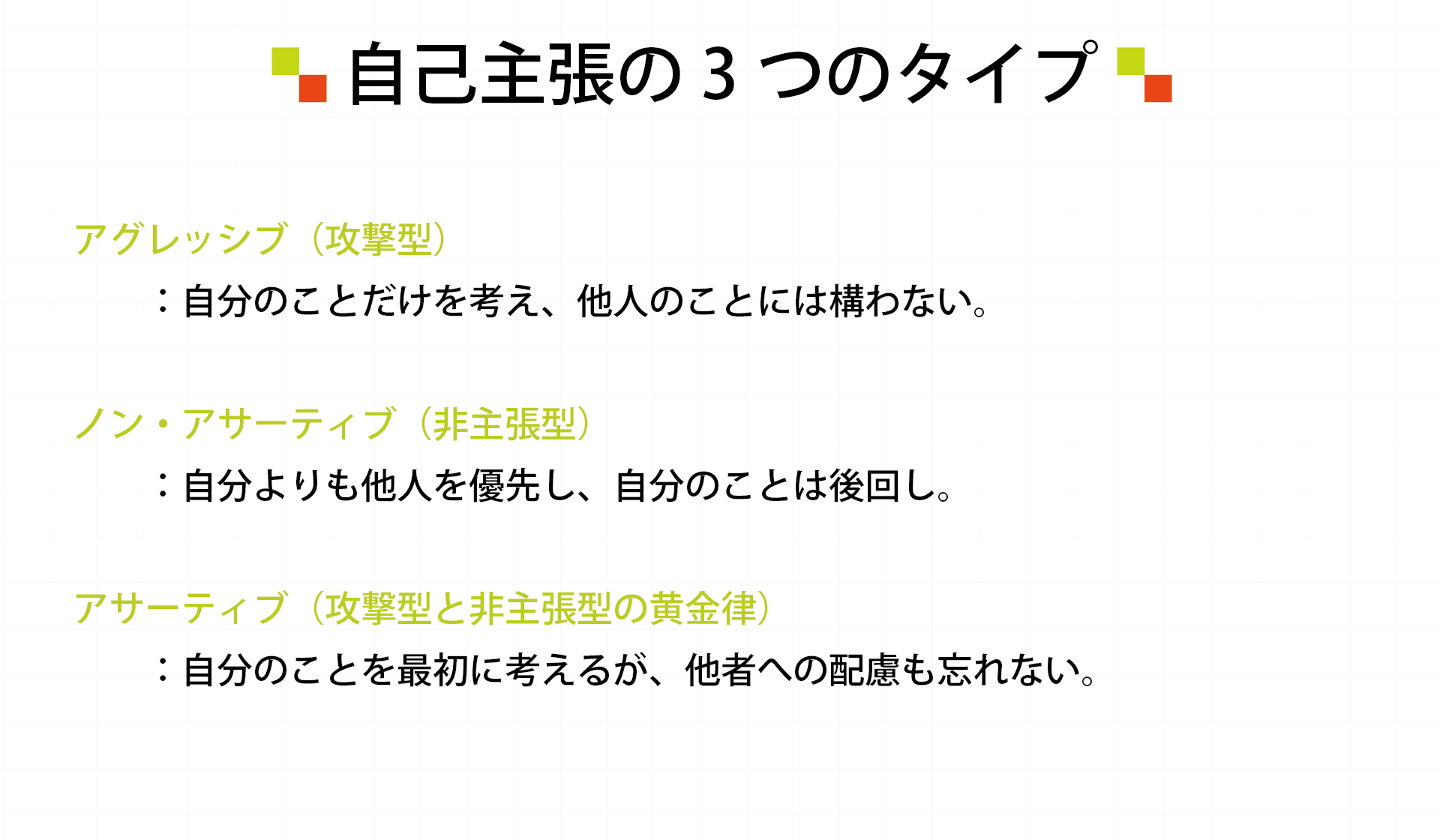 自己主張の3つのタイプ